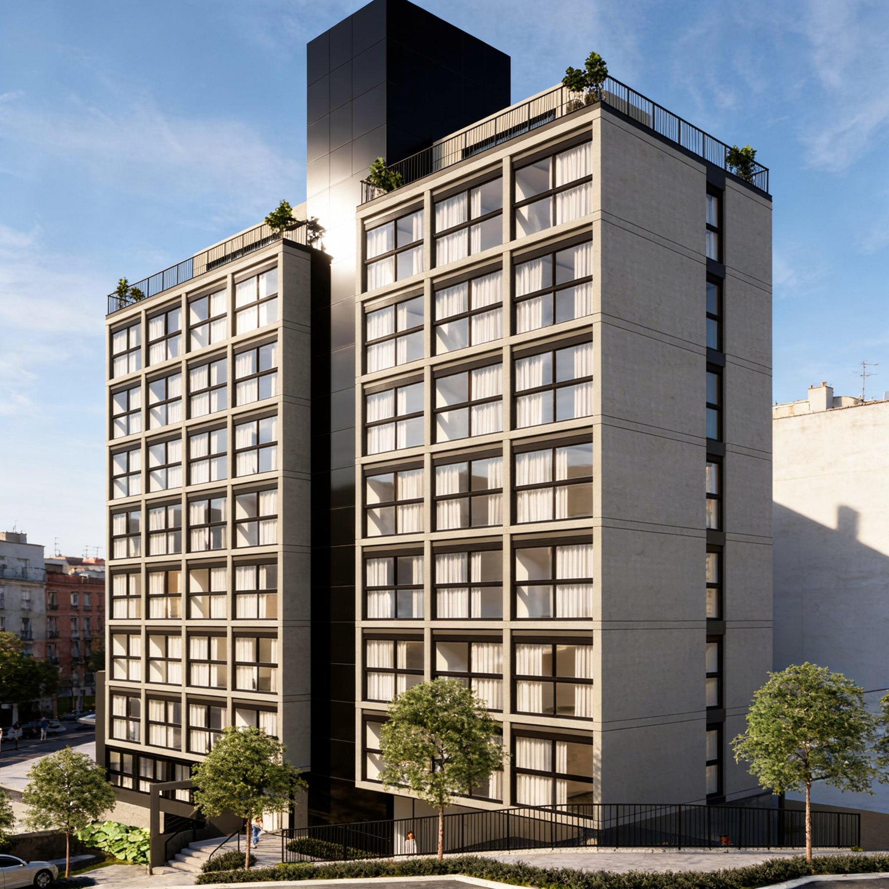 Render diurno da esquina do NS 262